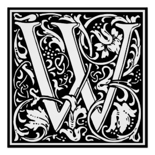 Brief W Mittelalterliche Monogramm-Kunst Nouveau Poster