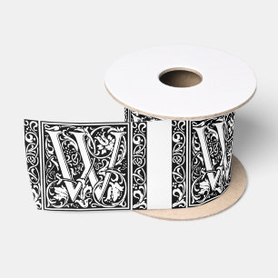 Brief W Mittelalterliche Monogramm-Kunst Nouveau Satinband