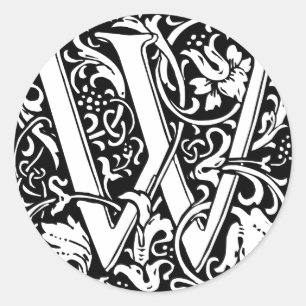 Brief W Mittelalterliches Monogramm Jugendstil Runder Aufkleber