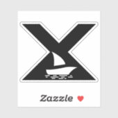 Brief X mit Boot Monogramm Aufkleber (Blatt)