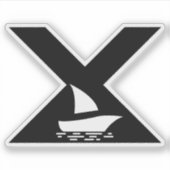 Brief X mit Boot Monogramm Aufkleber (Vorderseite)