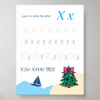 Brief X Übungsposter für Kinder Poster