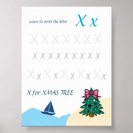 Brief X Übungsposter für Kinder Poster (Vorne)