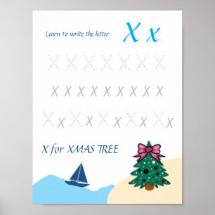 Brief X Übungsposter für Kinder Poster