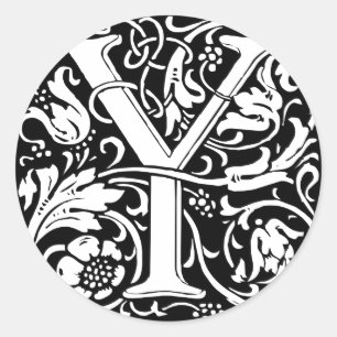 Brief Y Mittelalterliches Monogramm Jugendstil Runder Aufkleber