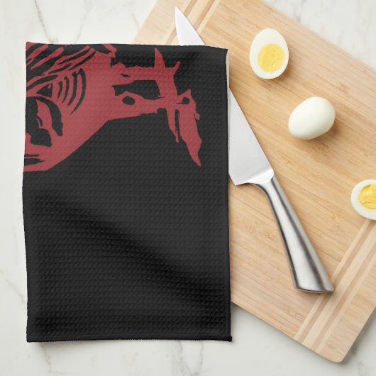 Briefbeschwerer-Art-Rot-Hahn Handtuch (Viertel Falte)