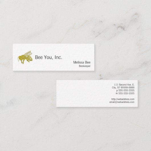 Briefbeschwerer-Biene Mini Visitenkarte (Vorne/Hinten)