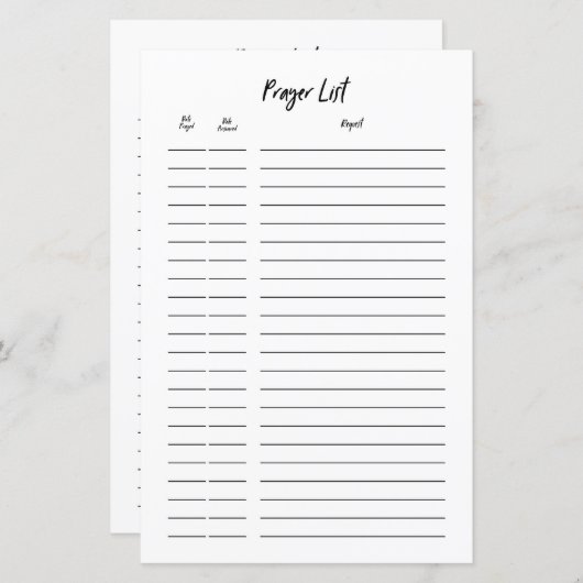 Briefblatt-Gebetsanfrage Plombierung einfügen (Vorne/Hinten)