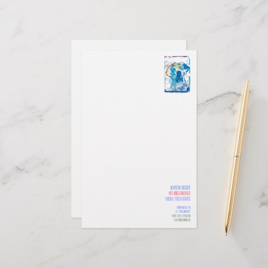 Briefbogen bunt beschriftet briefpapier (Vorderseite/Rückseite Beispiel)