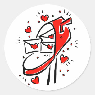 Briefbriefe Herz Konturen Liebe Runder Aufkleber