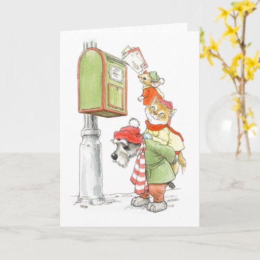 Briefe an den Weihnachtsmann! Niedliche Tiere Gruß Karte (Gelbe Blume)