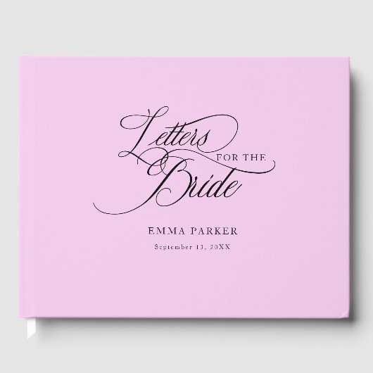 Briefe an die Braut, modern, elegant, rosa Gästebuch (Vorderseite)
