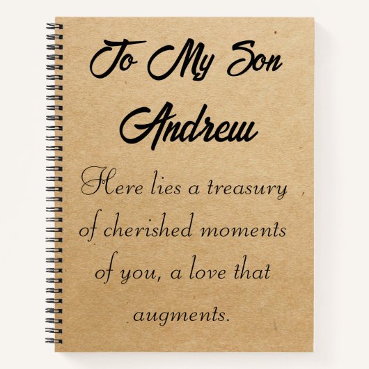 Briefe an meinen Sohn, personalisiertes Notizbuch (Vorderseite)