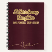 Briefe an meinen Tochter Maroon Keepake Memory Notizblock (Vorderseite)