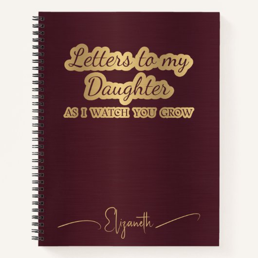 Briefe an meinen Tochter Maroon Keepake Memory Notizblock (Vorderseite)