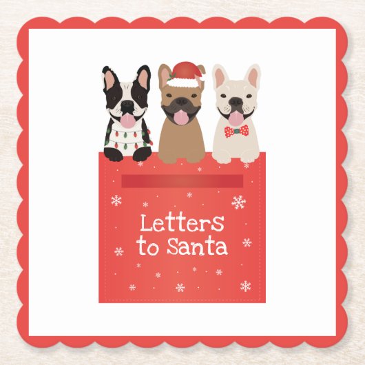 Briefe an Santa French Bulldogs Untersetzer (Vorderseite)
