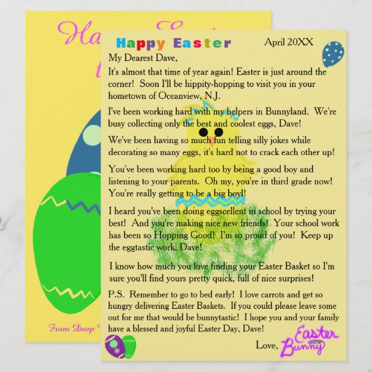 Briefe aus dem Niedlichen Easter Feiertagskarte (Vorne/Hinten)