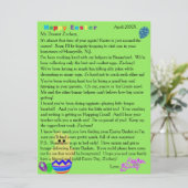 Briefe aus Osterhasen gestreiftem Ei Feiertagskarte (Stehend Vorderseite)