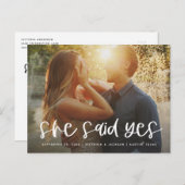 Briefe, die sie sagte ja Save the Date Postkarte (Vorne/Hinten)