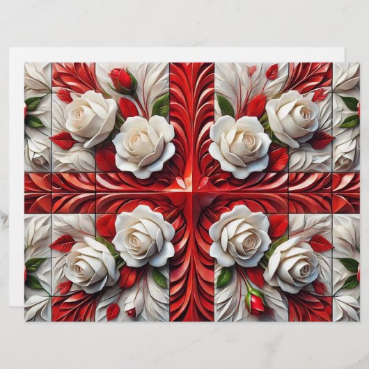 Briefe mit englischer Rose Design (Vorne/Hinten)