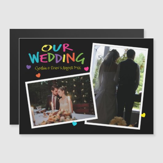 Briefe mit Herz-Hochzeit-Erinnerungen Magnetkarte (Vorne/Hinten)