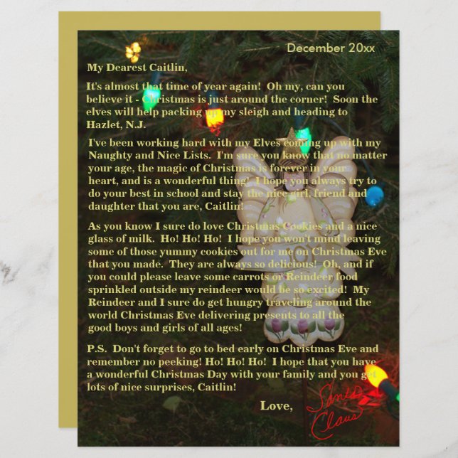 Briefe von Santa Angel beleuchten ältere Kinder (Vorne/Hinten)