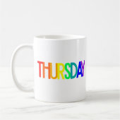 Briefgestaltung Donnerstag in Regenbogenfarben Kaffeetasse (Links)