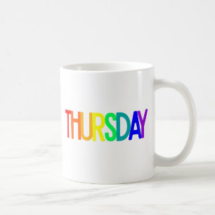 Briefgestaltung Donnerstag in Regenbogenfarben Kaffeetasse