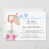 Briefkasten Blütenwasserfarbe Babydusche Einladung (Vorderseite)