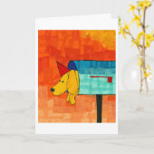 Briefkasten-Hund Karte (Gelbe Blume)