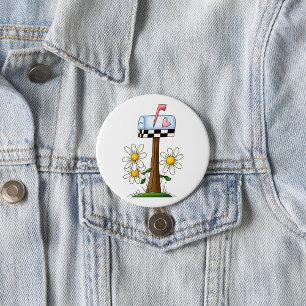 Briefkasten mit Gänseblümchen und Herzflagge Landg Button