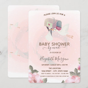 Briefkasten, Süße Storch Blumen Baby Shower Einladung