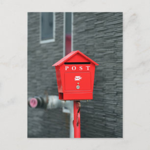 BRIEFKASTENPFOSTEN ROTER KASTEN POSTCROSSING POSTKARTE