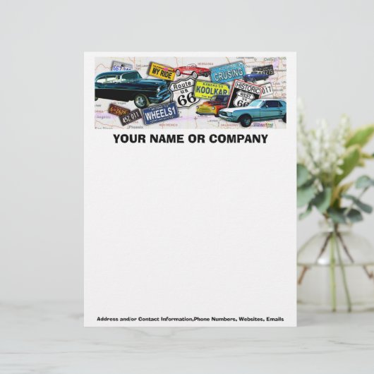 Briefkopf - klassische Autos des Weg-66 (Stehend Vorderseite)