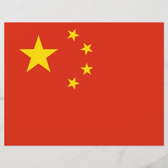 Briefkopf mit Flagge für China (Vorderseite)