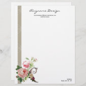 Briefkopf-Monogramm-Rose C Briefbogen (Vorne/Hinten)