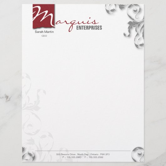 Briefkopf Papier - Firmen CEO Monogramm Rot (Vorderseite)