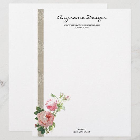 Briefkopf-Rose Briefkopf (Vorne/Hinten)