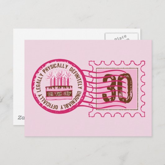 Briefmarke 30 Geburtstag Postkarte (Vorne/Hinten)