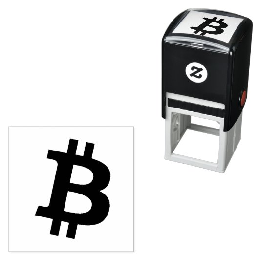 Briefmarke aus Bitcoin-Symbol-Selbstfarbkautschuk  Permastempel (Beispiel)