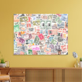 Briefmarke aus der ganzen Welt, Kunst der Leinwand (Insitu (Wohnzimmer))