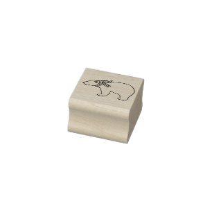 Briefmarke aus Holz - Eisbär Gummistempel