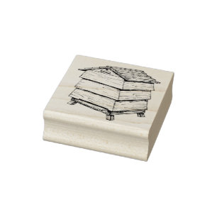 Briefmarke aus Holzkautschuk - Bienenstock Gummistempel