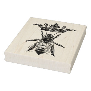 Briefmarke aus Kautschuk mit Vintagen Bienenkönig Gummistempel