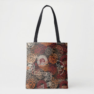 Briefmarke aus Kautschuk und Abzeichen aus Grunge Tasche