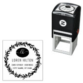 Briefmarke aus Olivenkranz, Monogramm Rücksendeadr Permastempel (Beispiel)