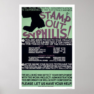 Briefmarke aus Syphilis 1940 WPA Poster