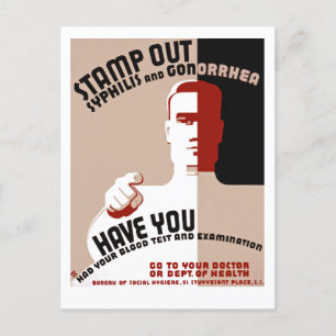 Briefmarke aus Syphilis und Gonorrhö Postkarte