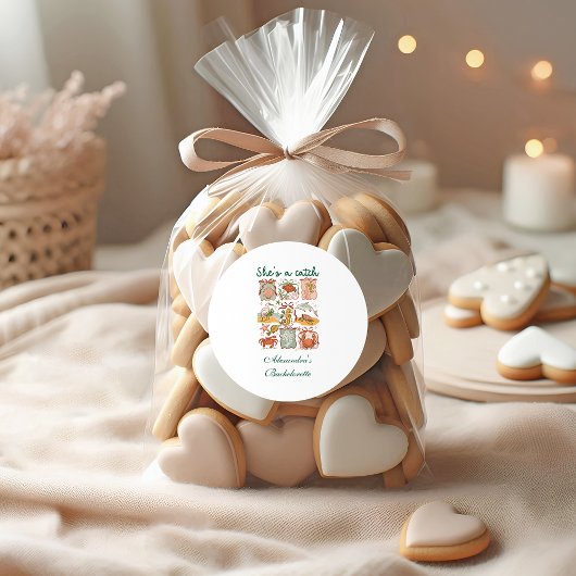 Briefmarke & Bows am Meer Runder Aufkleber