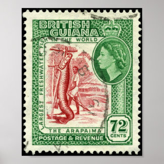 Briefmarke British Guiana 1954 72c Portfolio Poster